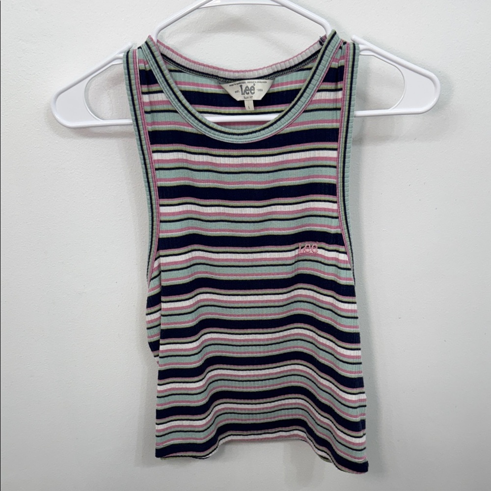Lee Women's Cropped Racerback Tank Top, Striped